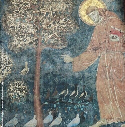 Franziskusmeister_Vogelpredigt des Franziskus_1295_1300_Fresko_San Francesco_ Assisi